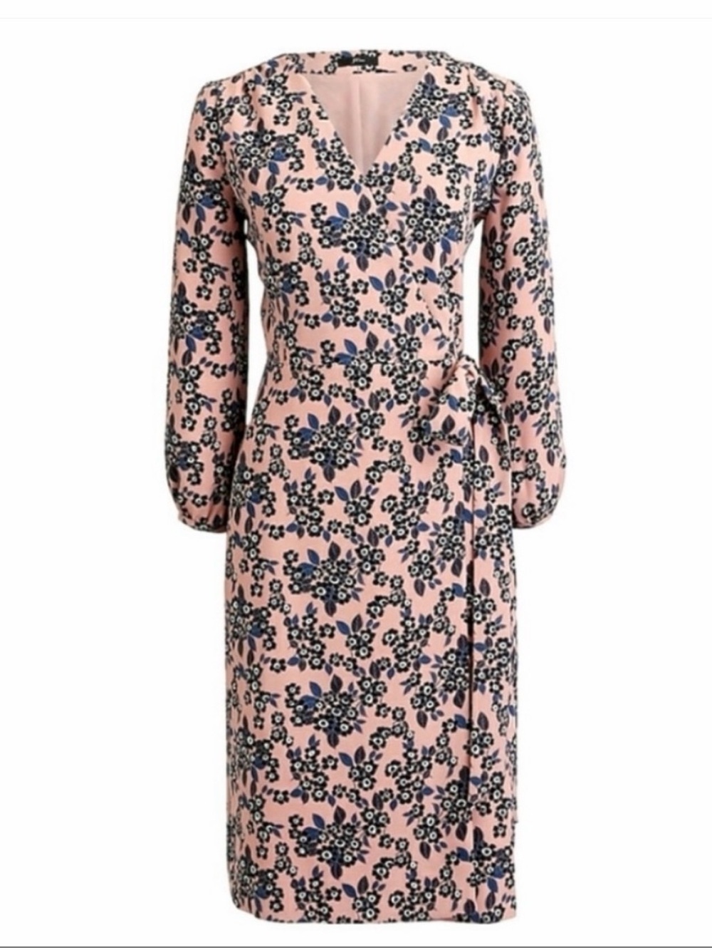 J. Crew Wrap Dress 365 Crepe Pink Plush Floral Bouquet Size 6P - Picture 5 of 14